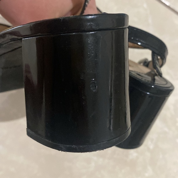 Prada Black Ankle Strap Patent Platform Sandals Size 39 (8.5) - Picture 11 of 12